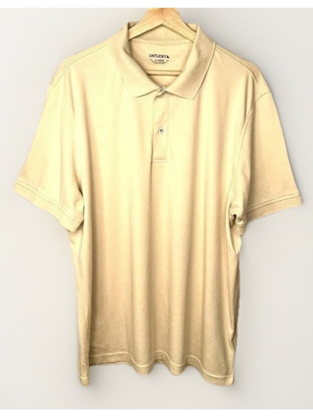 UNTUCKit Damaschino Polo Shirt Mens XL Tan 100% Cotton Short Sleeve Solid Casual